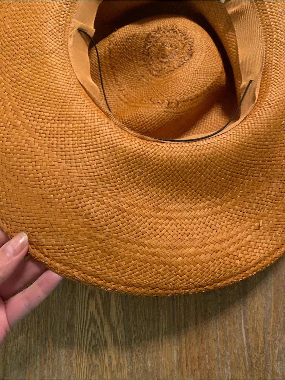 Eric Javits Wide Brim Straw Hat in Cognac - Picture 7 of 8